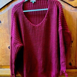 JODIFL Size Small Maroon sweater with fringe